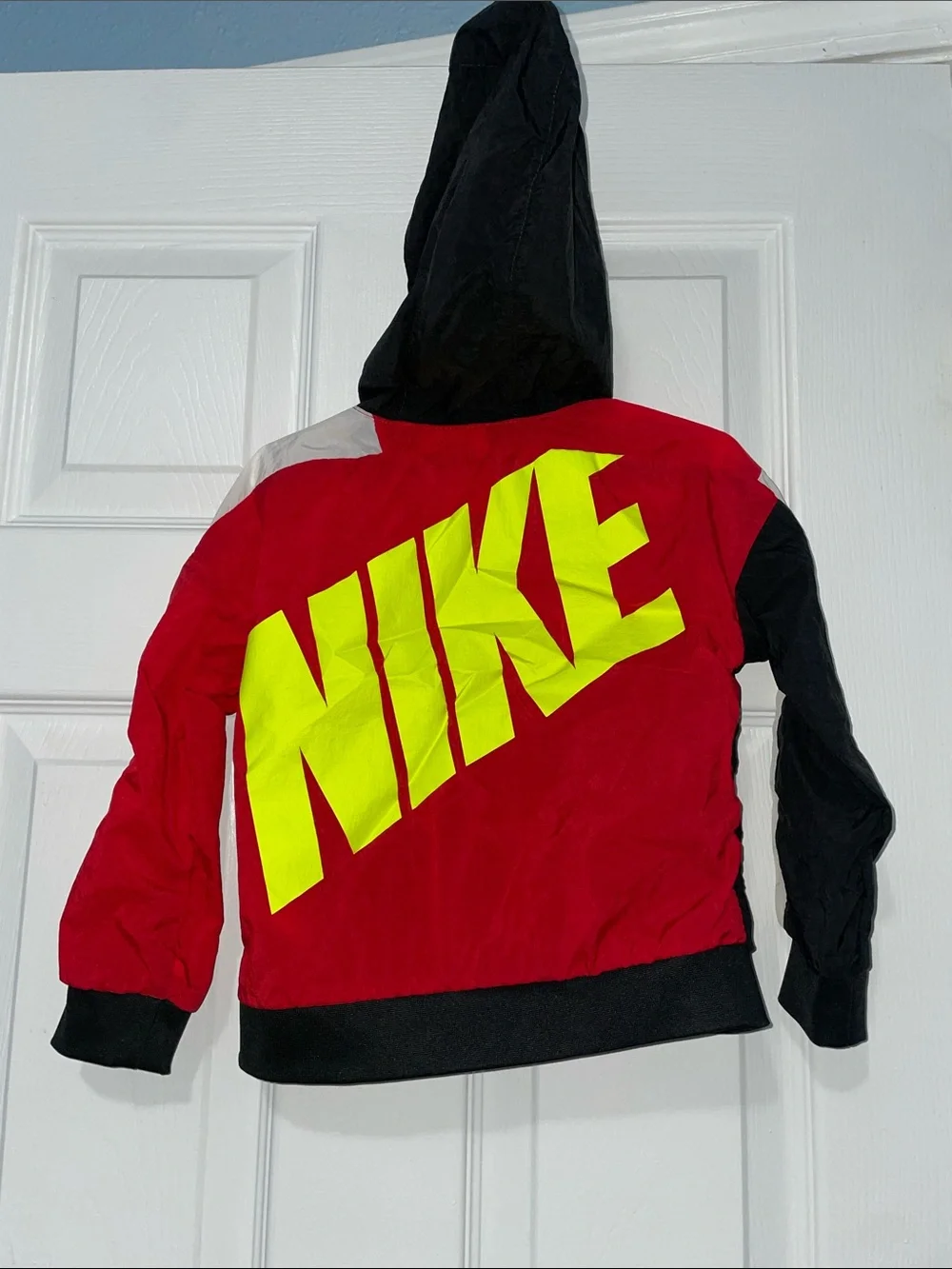 Nike Red, Black & White Kids' Colorblock Hooded Windbreaker